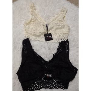 Poof! Lace Bralette Set in Black and Cream